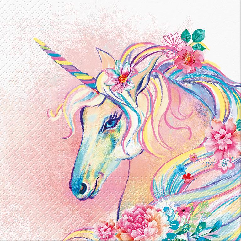 Luncheon Napkin: Unicorn Flower Head