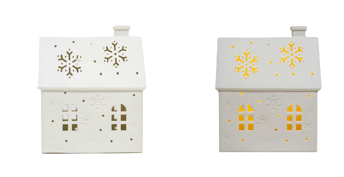 White Porcelian House with Snowflake Motif