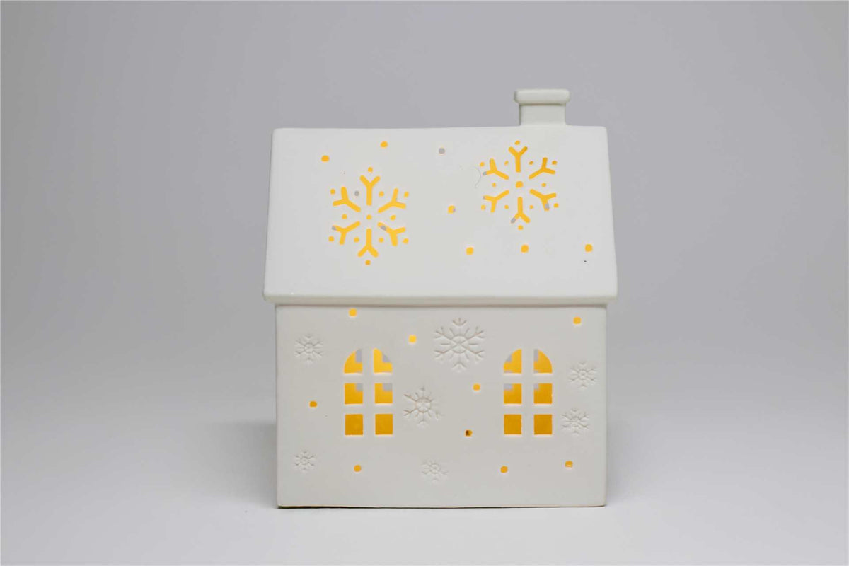 White Porcelian House with Snowflake Motif