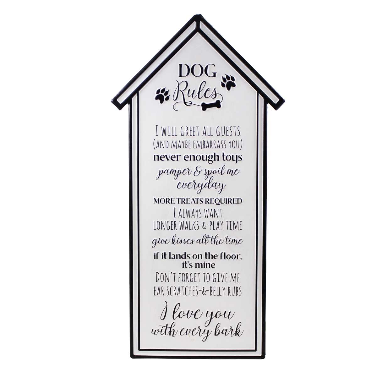 House Shaped Dog Rules Sign