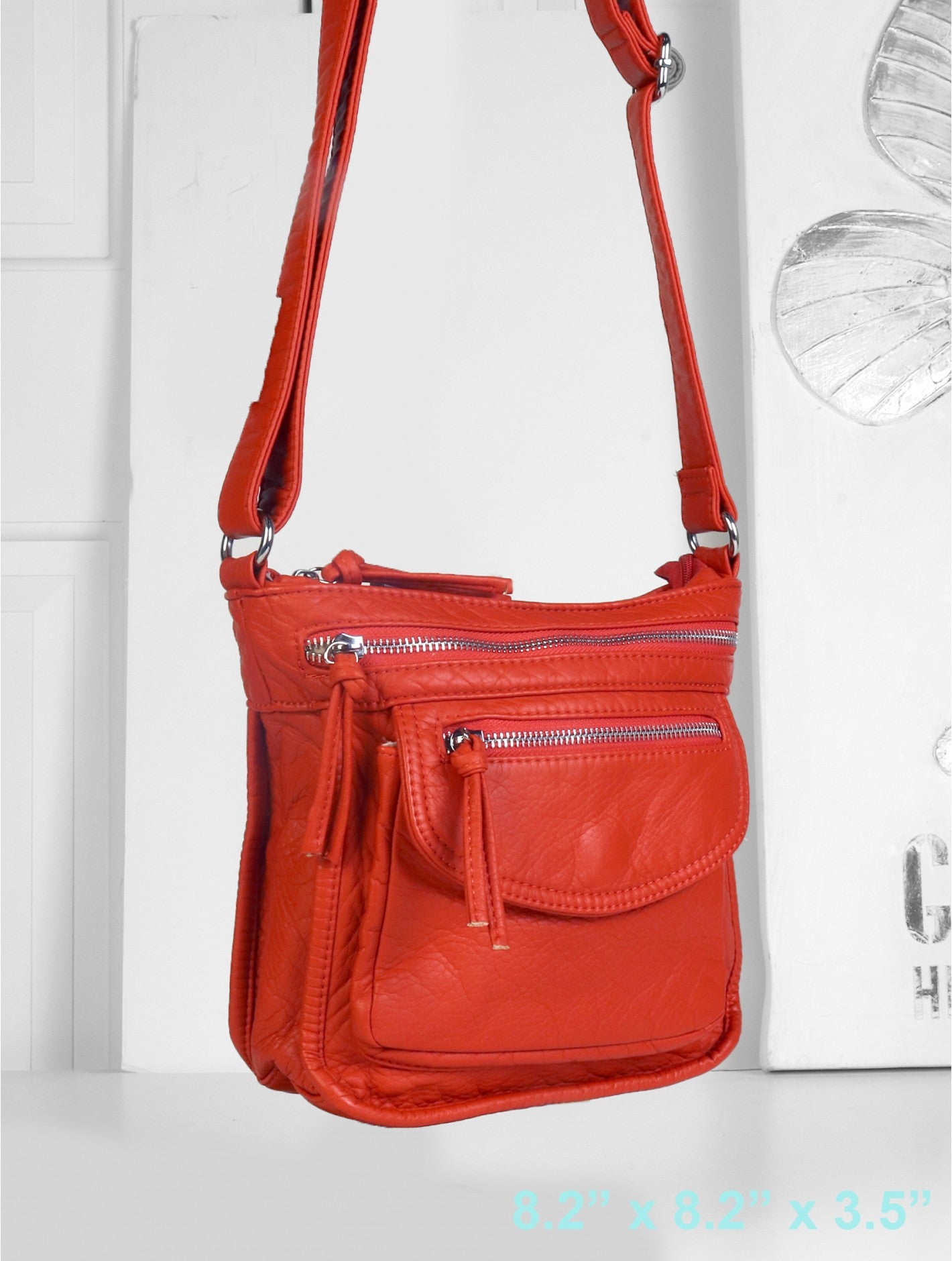 Faux Leather Satchel-Burnt Orange