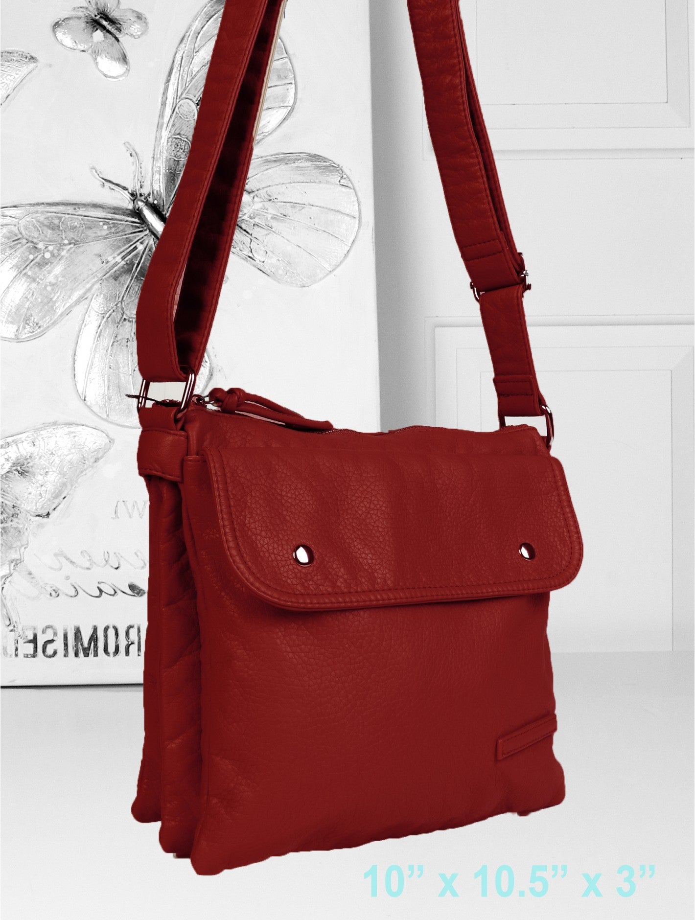 Solid Colour Faux Leather Satchel