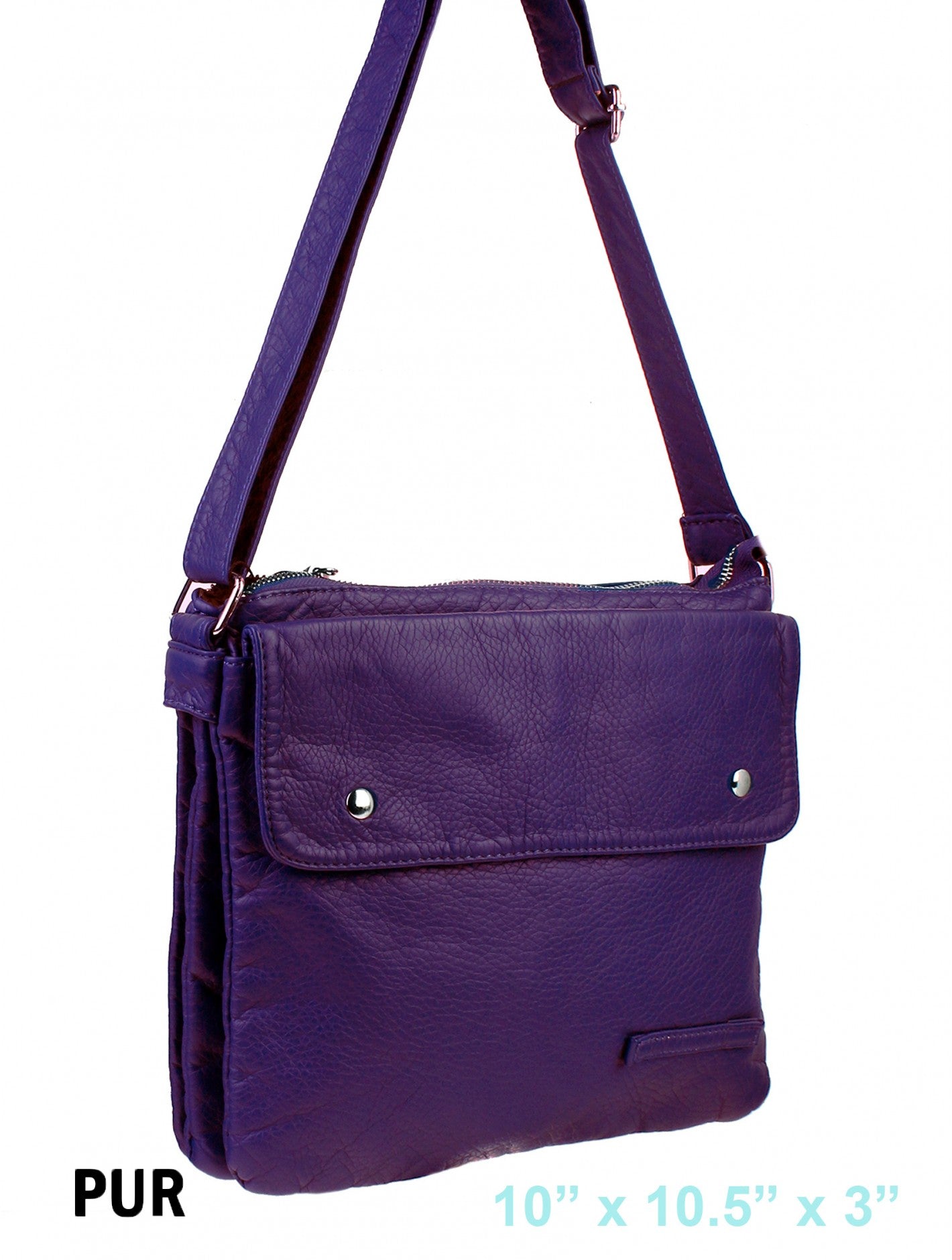 Solid Colour Faux Leather Satchel