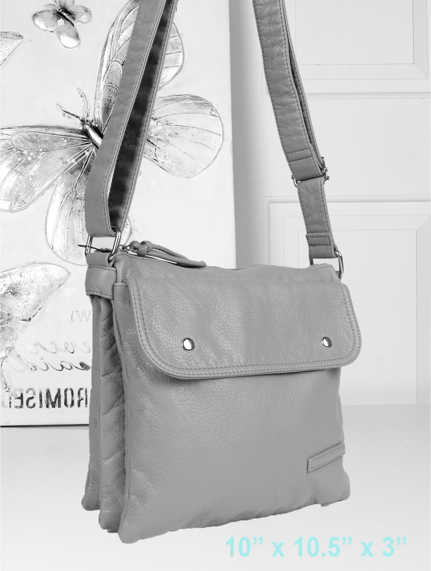 Solid Colour Faux Leather Satchel