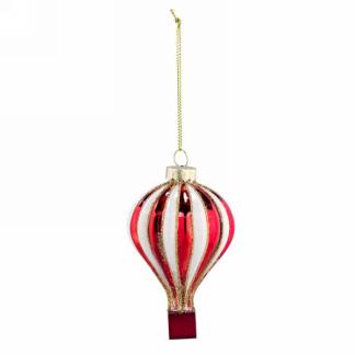 Red and White Hot Air Balloon Ornament