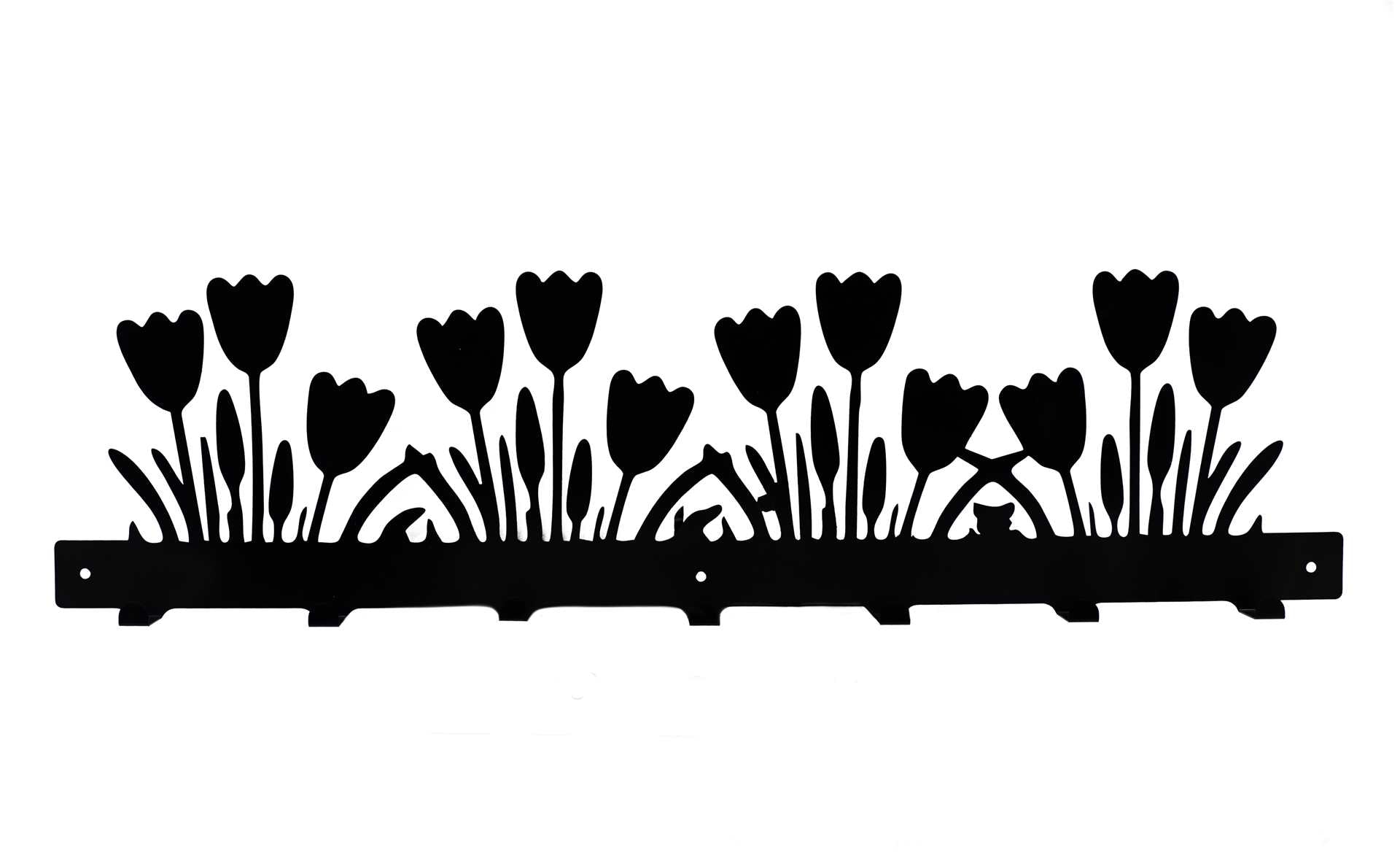 Black Metal Tulips Wall Hook