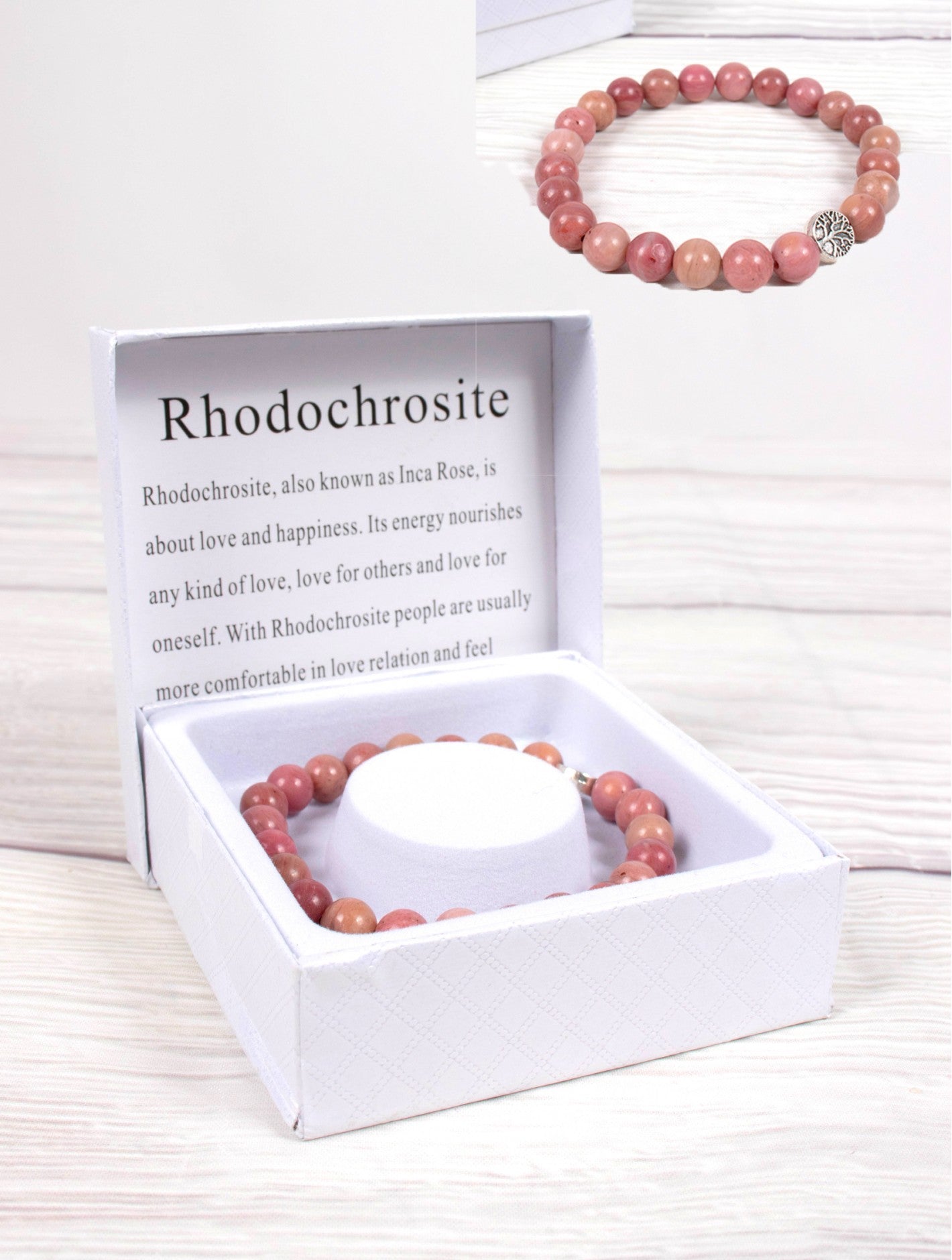 Blessing Bead Bracelet-Rhodochrosite  (Inca Rose)