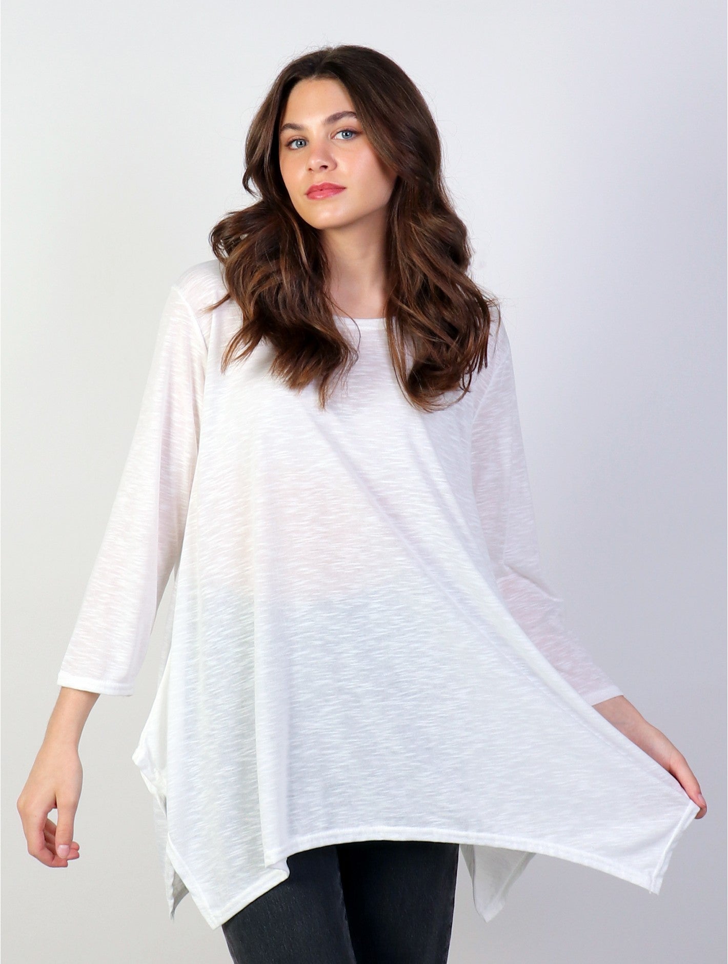 High Low Long Sleeved Top White