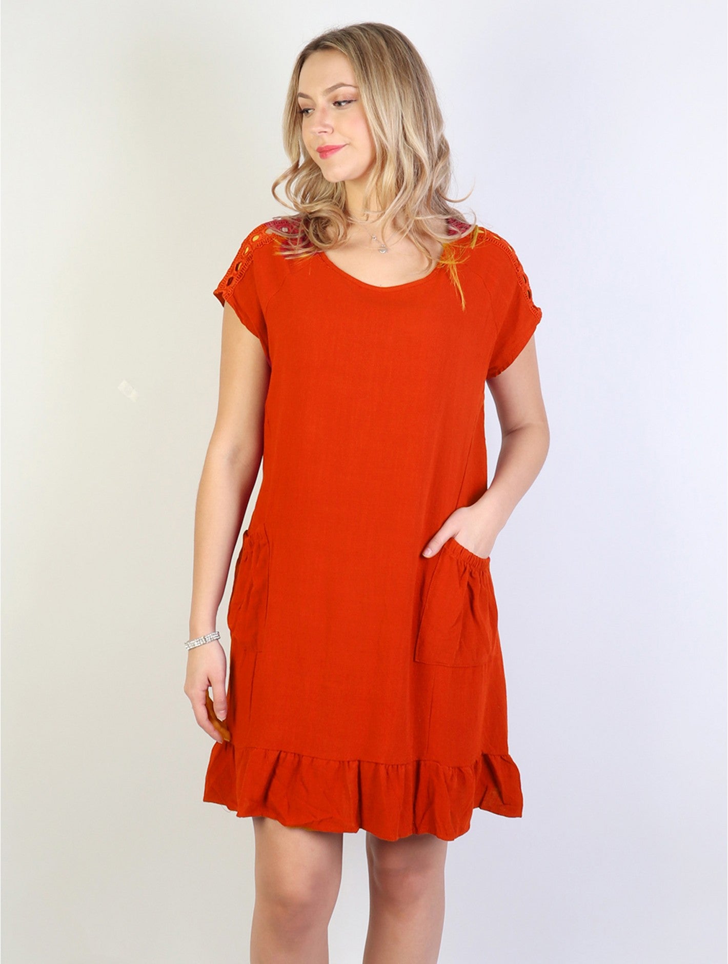 Shift Dress with Flouncy Edge