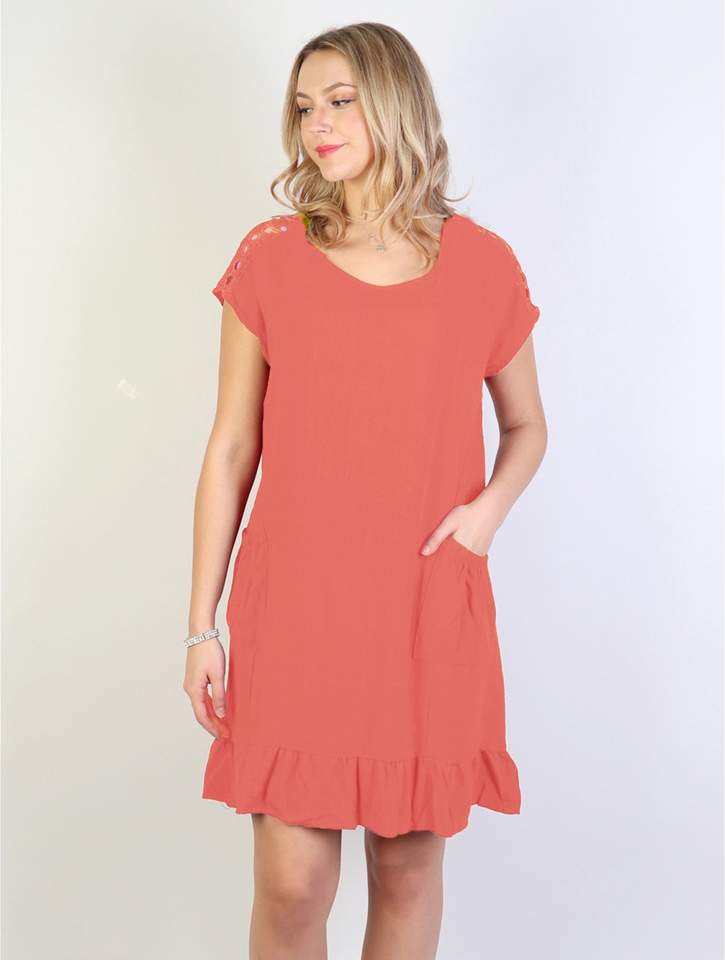 Shift Dress with Flouncy Edge