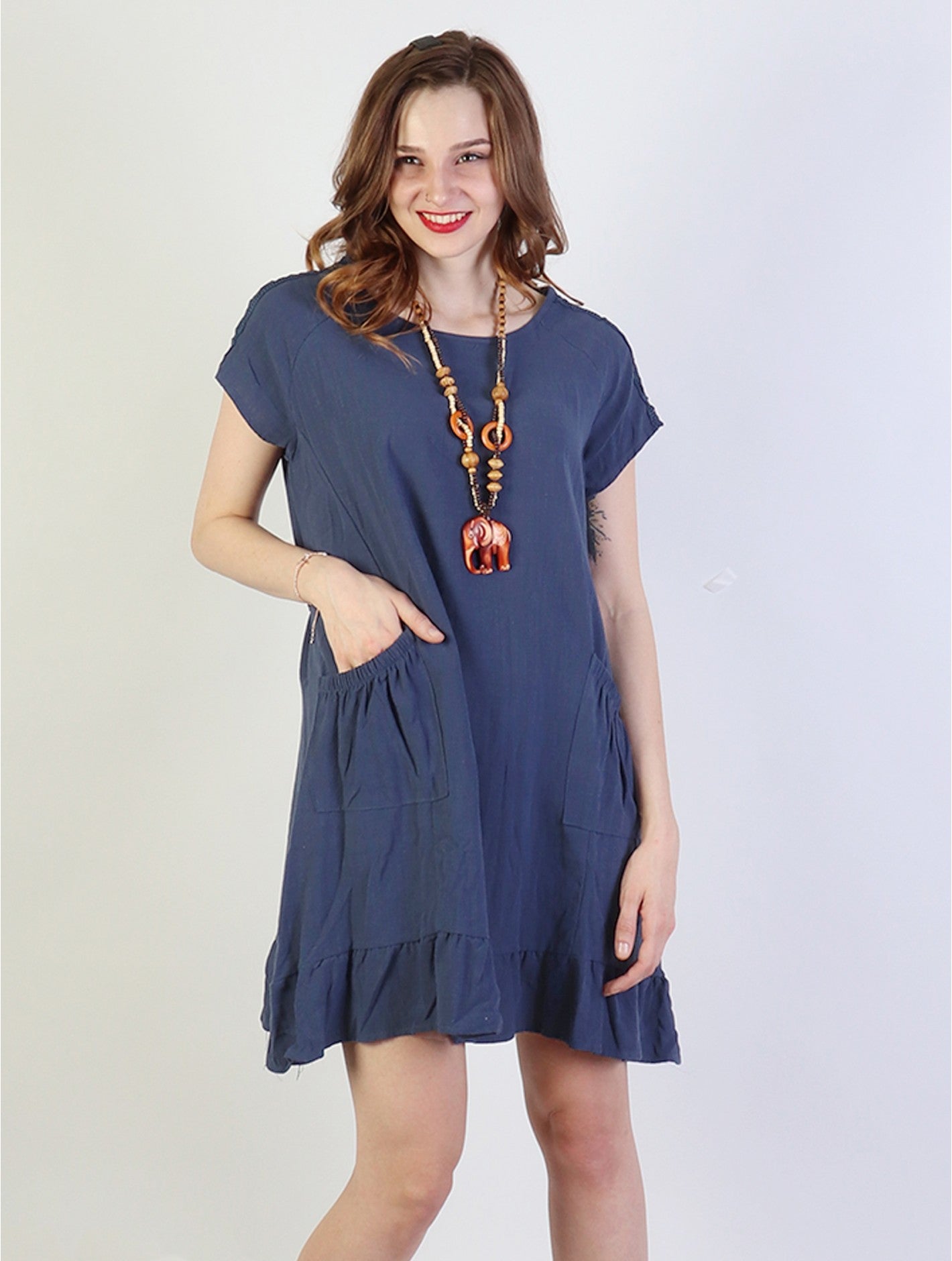 Shift Dress with Flouncy Edge