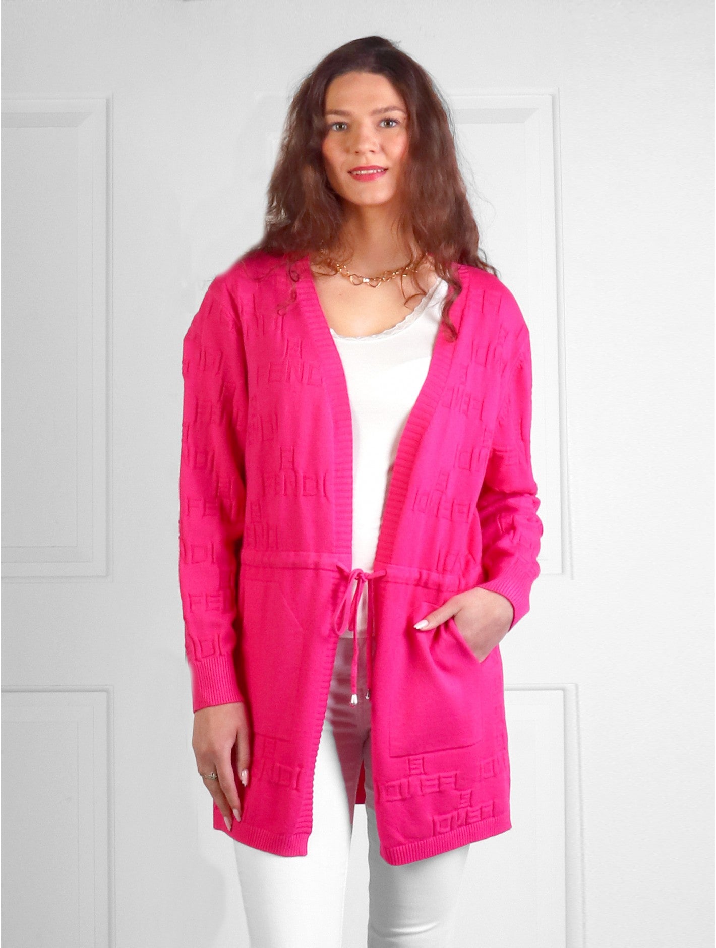 Solid Colour Knitted Cardigan with Pockets