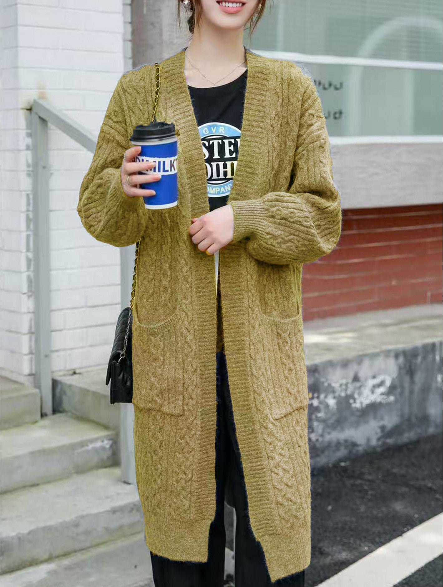 Solid Colour Knitted Cardigan