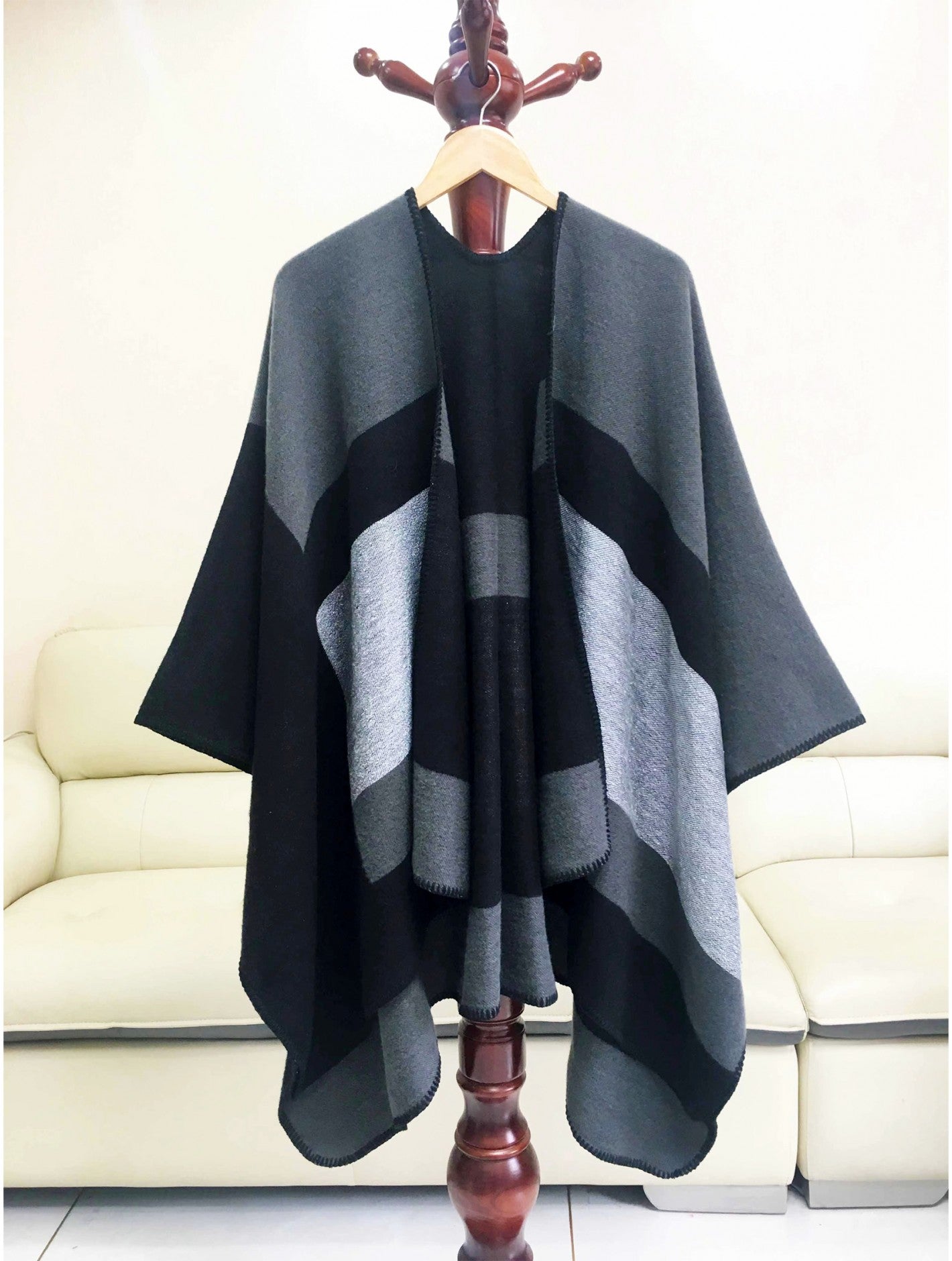 Triple Tone Open Front Cape