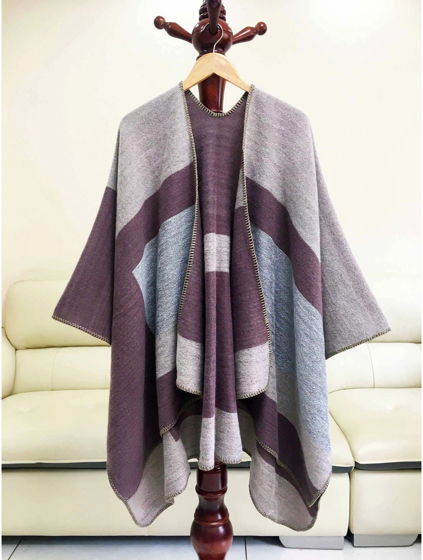 Triple Tone Open Front Cape