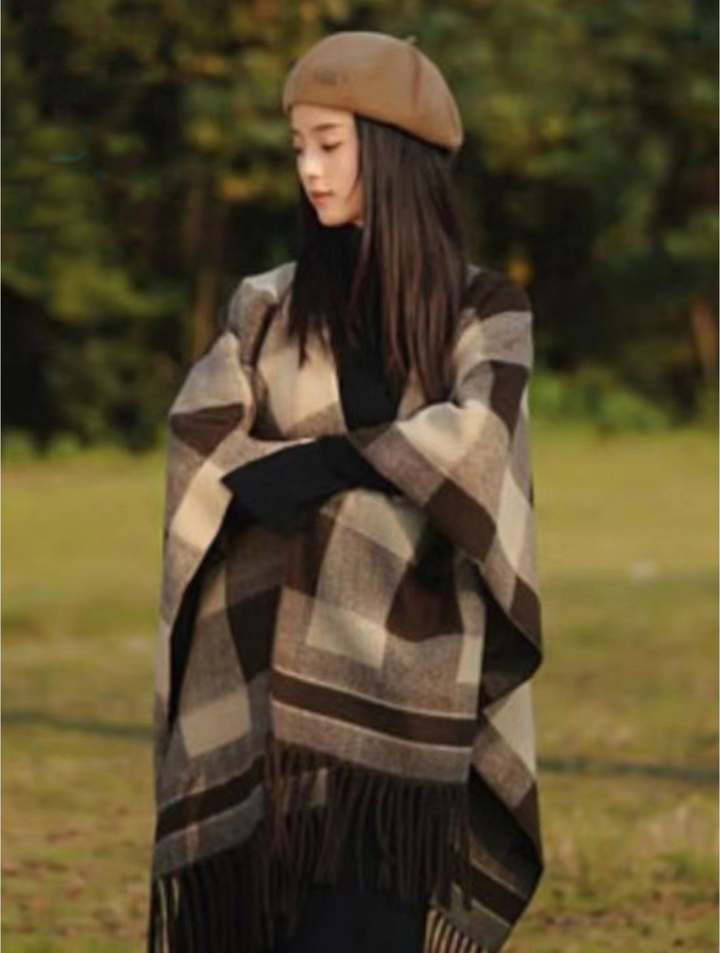 Open Front Cape with Fringe