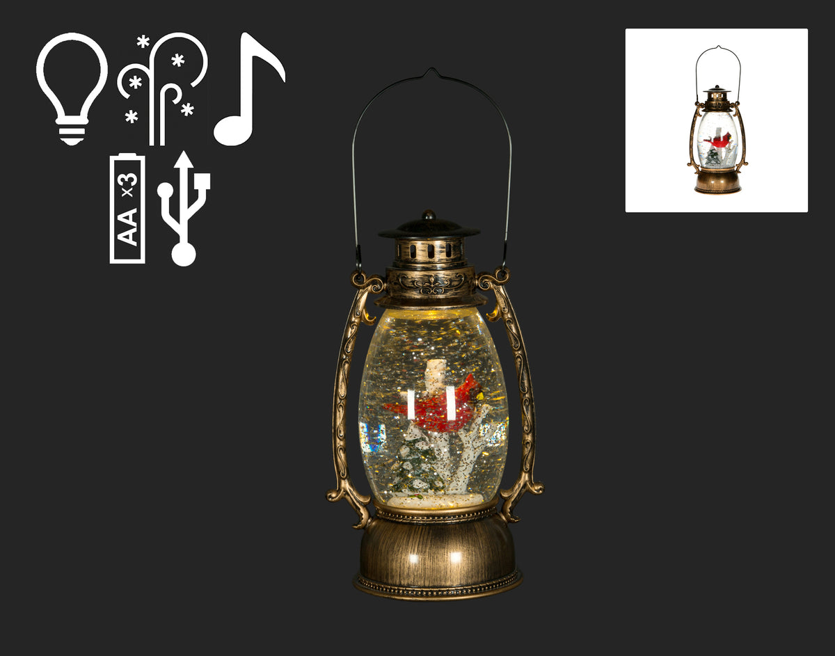 Rustic Bronze Lantern with Cardinal