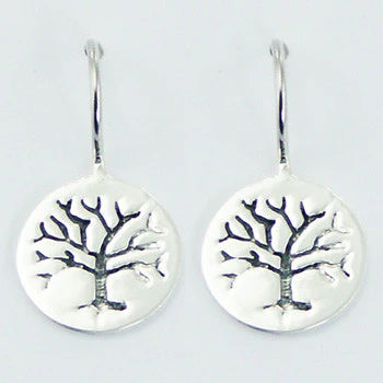 Stamped Tree of Life Earrings