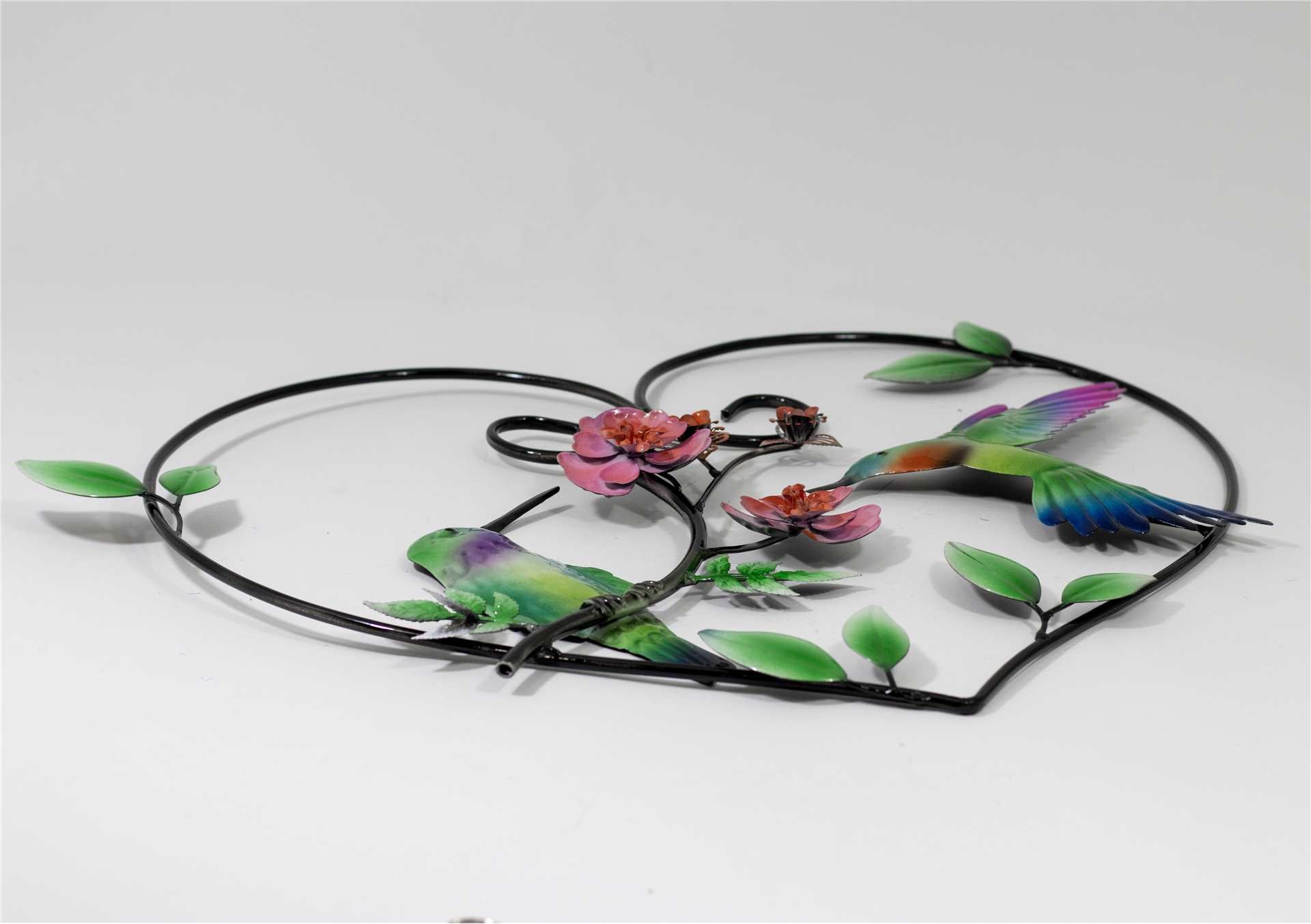 Metal Heart with Birds & Flowers Wall Art