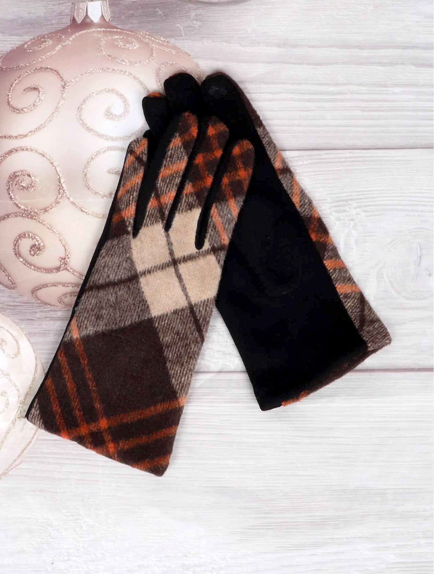 Plaid Patterned Touch Screen Gloves