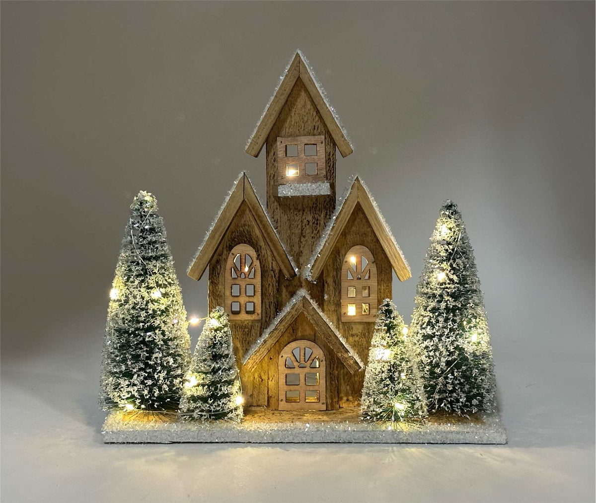 Christmas Village Wooden House with Trees