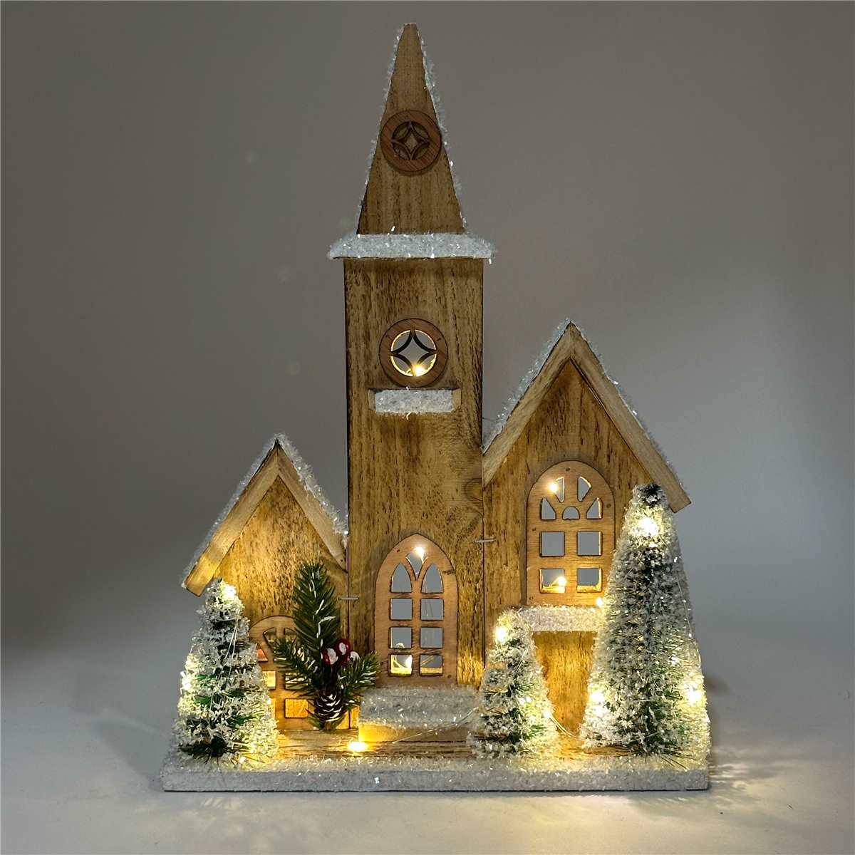Christmas Village Wooden House with Trees