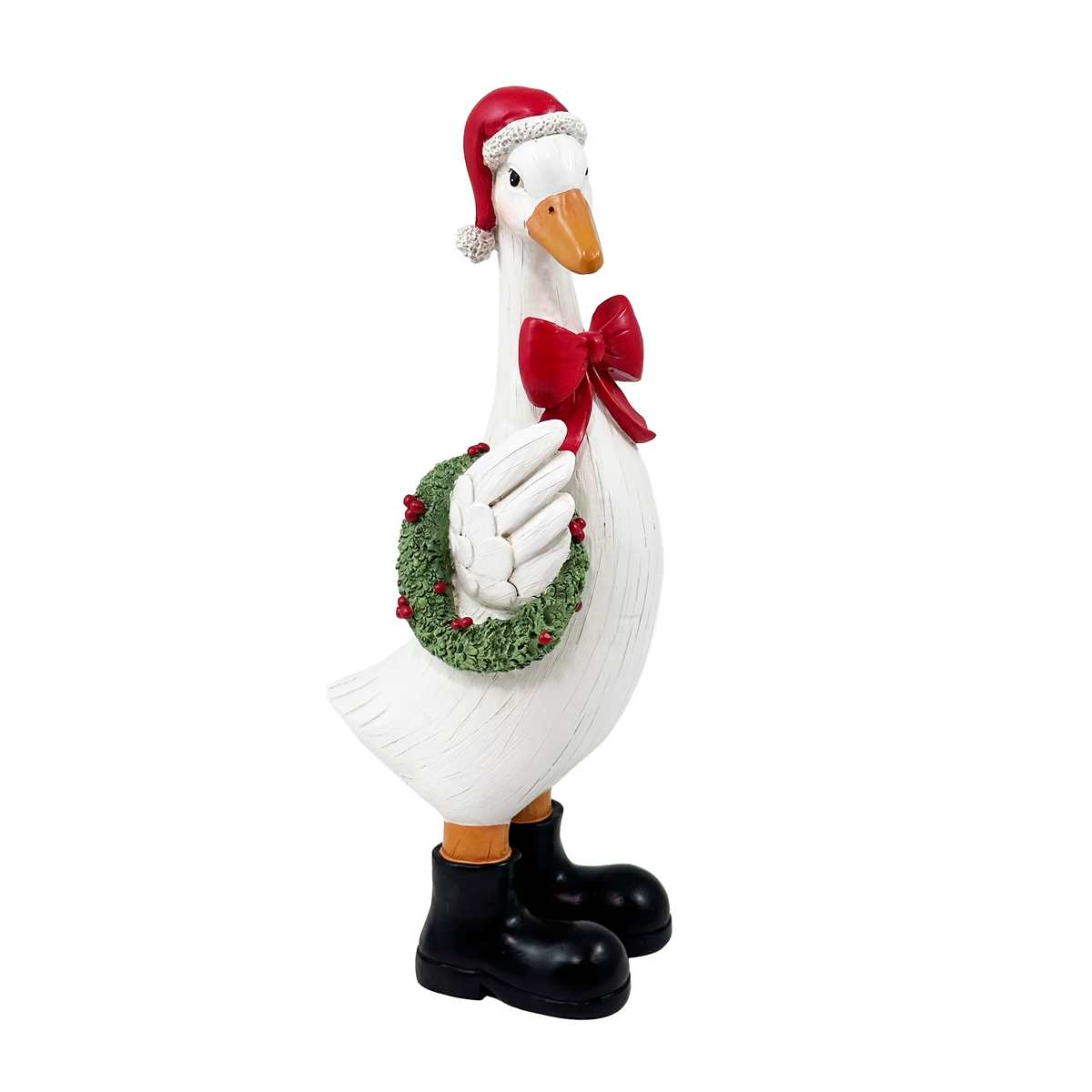 Porch Duck with Christmas Wreath