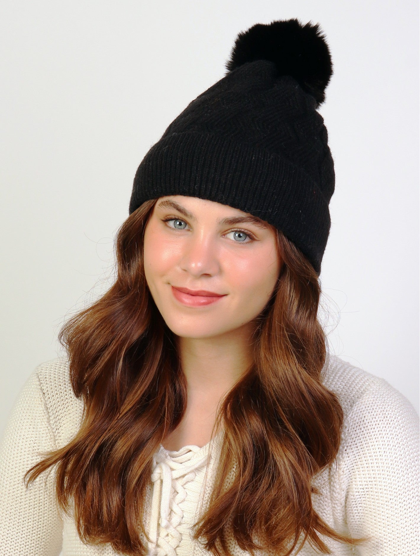 Soft Toque with Diamond Cross Pattern