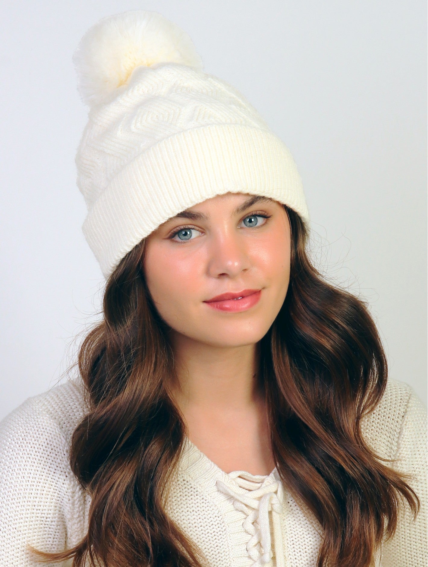 Soft Toque with Diamond Cross Pattern