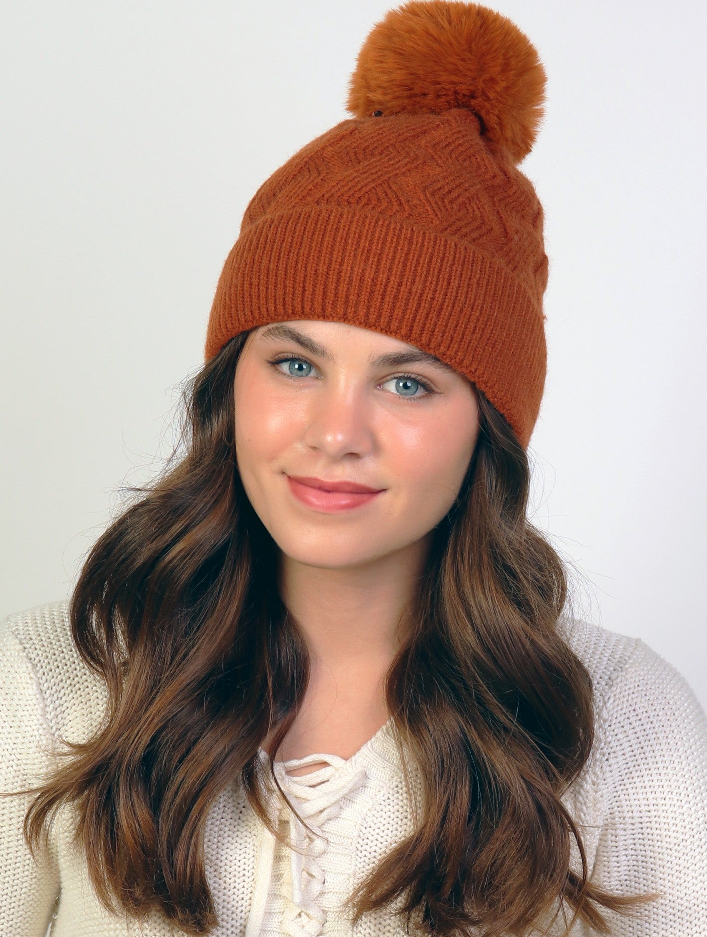 Soft Toque with Diamond Cross Pattern