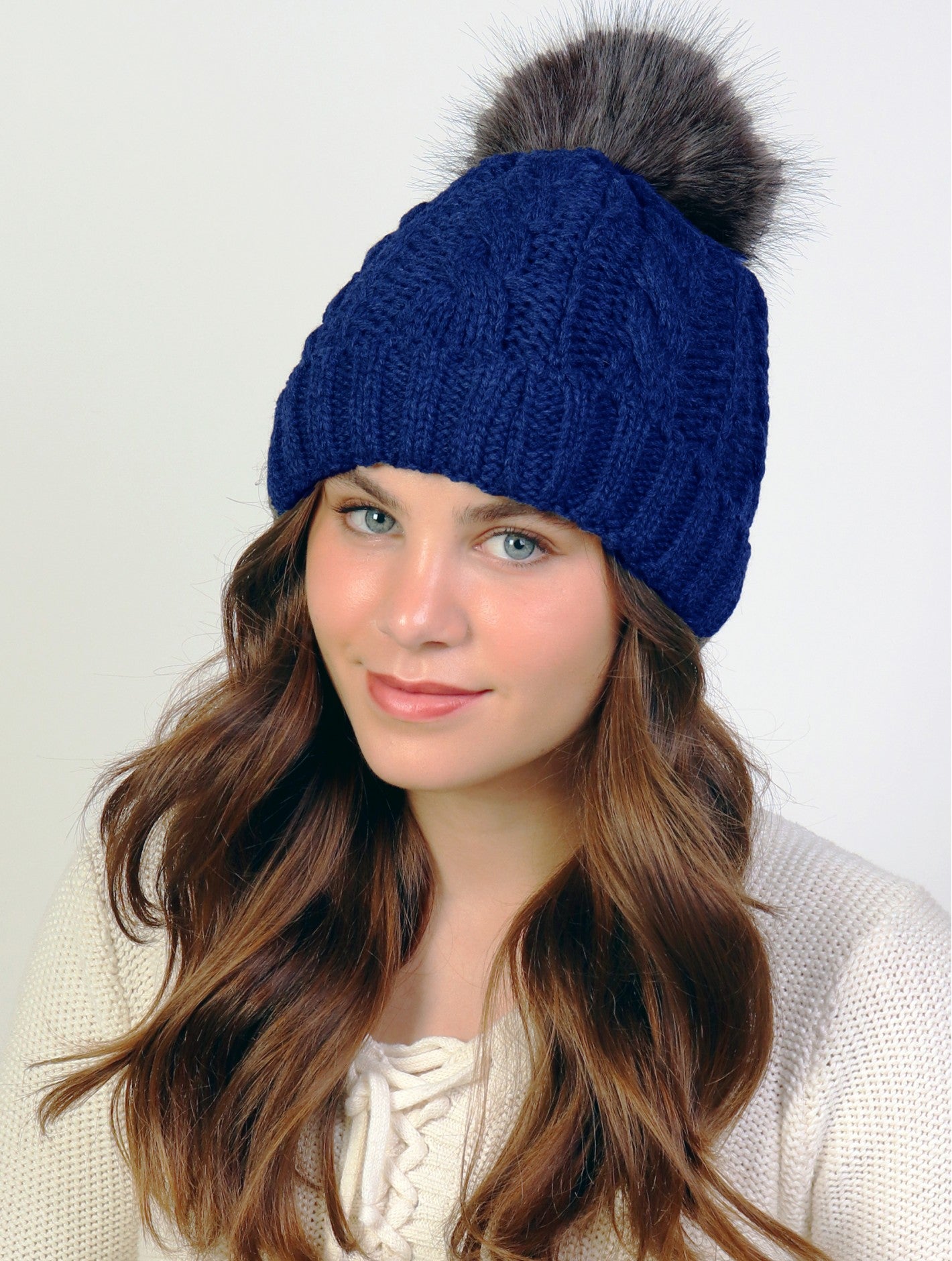 Cable Knit Toque with Pom Pom