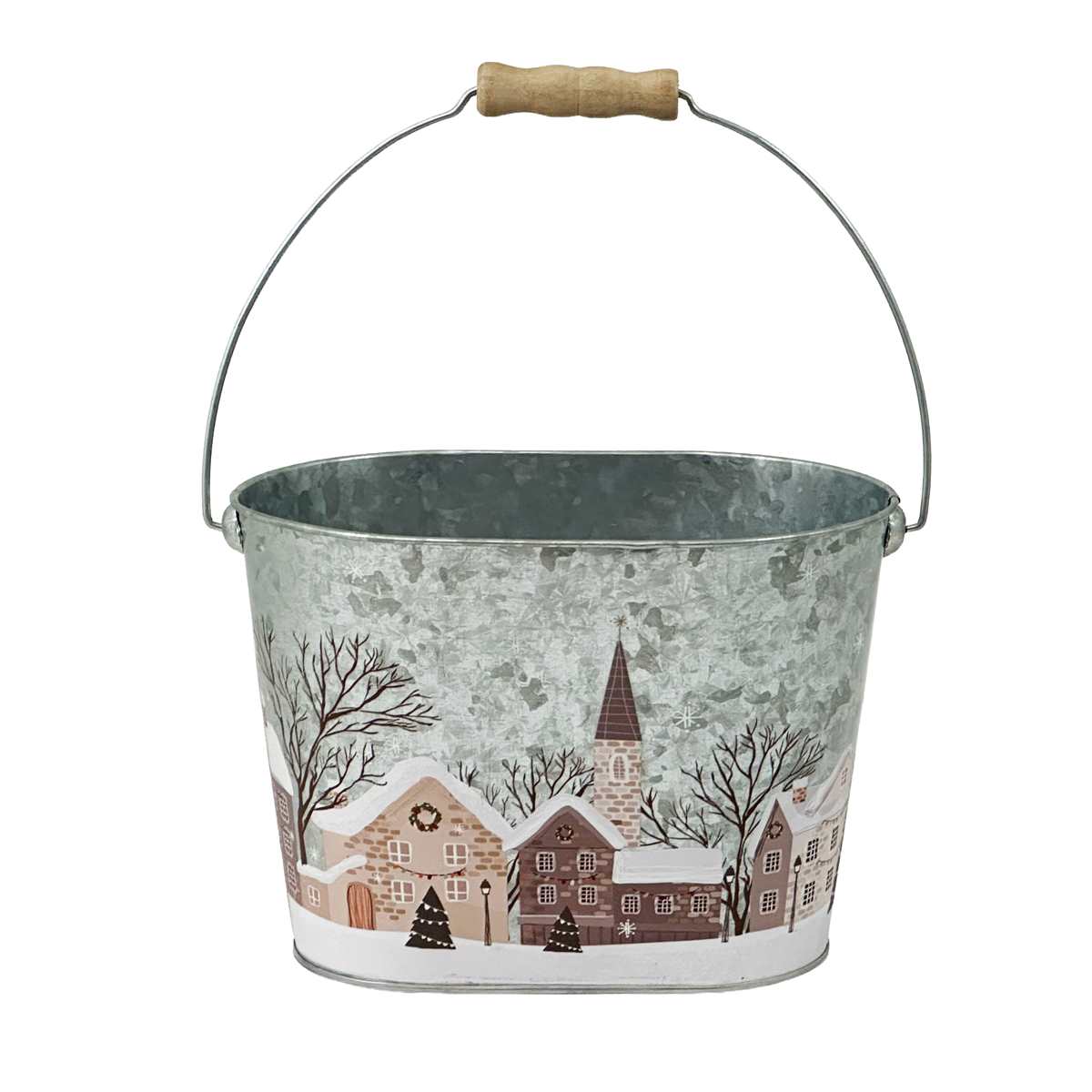 Silver Christmas Bucket with Handle
