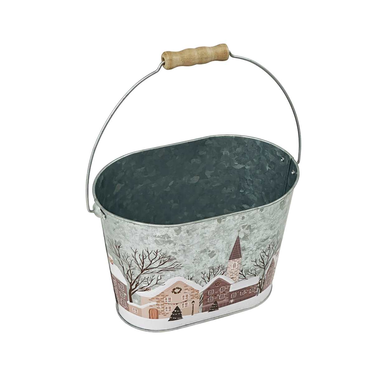 Silver Christmas Bucket with Handle
