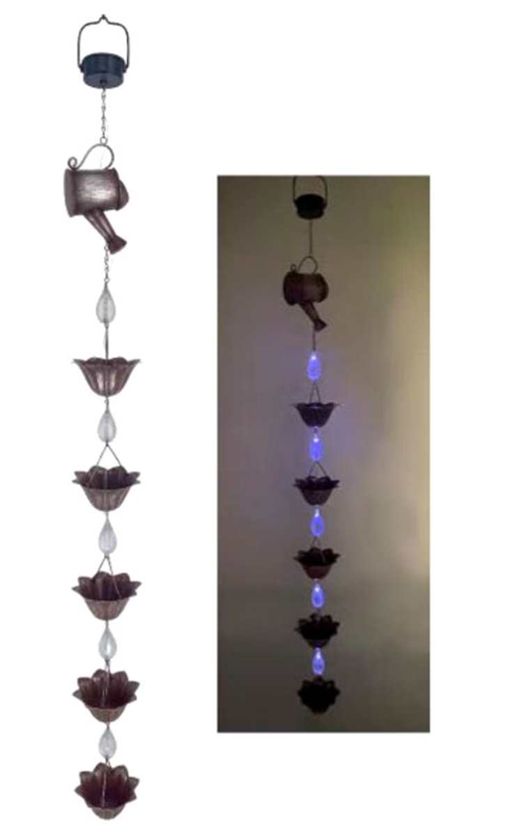 Flower Rain Chain with Solar Lights