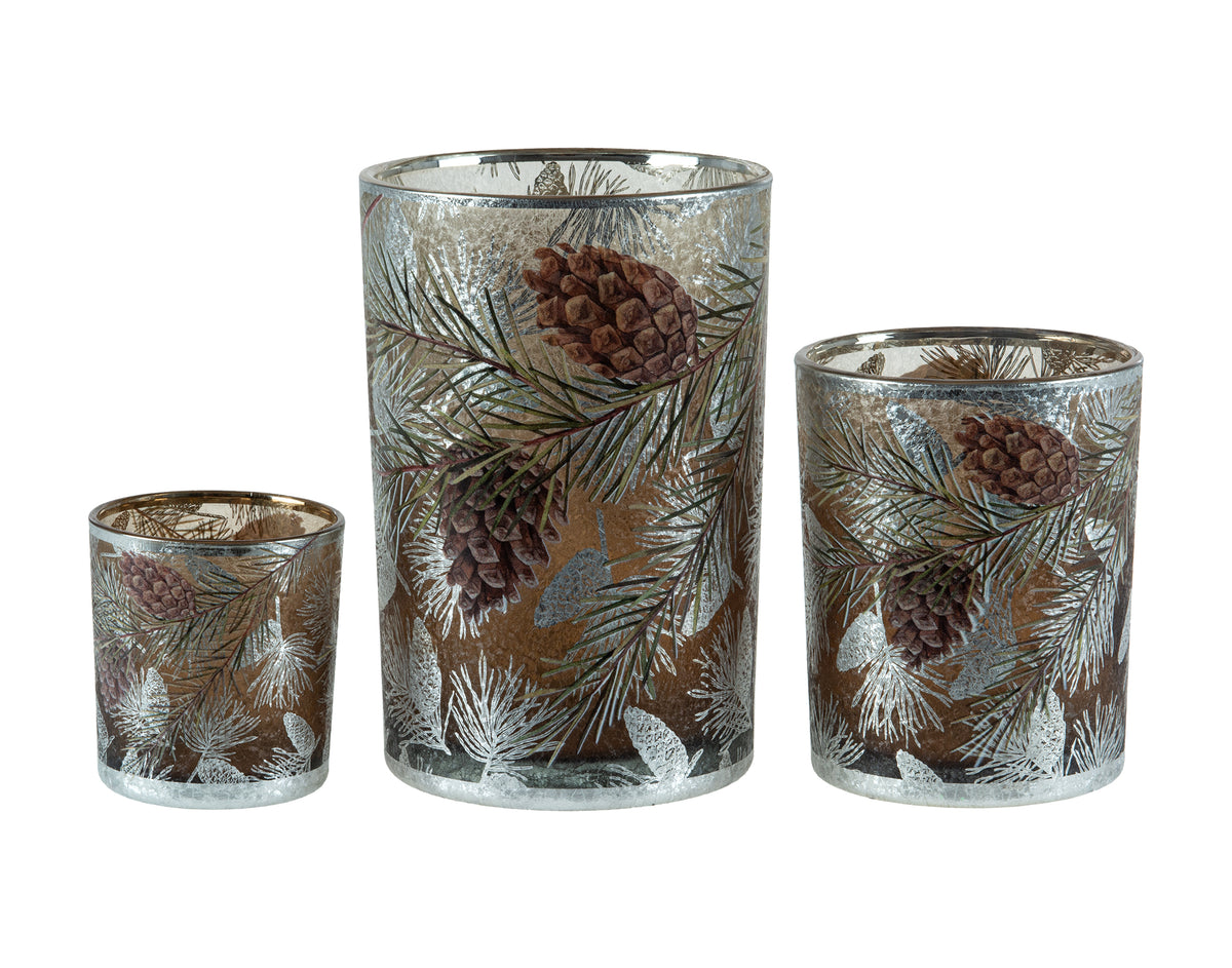 Glass Cylinder with Pine Cones
