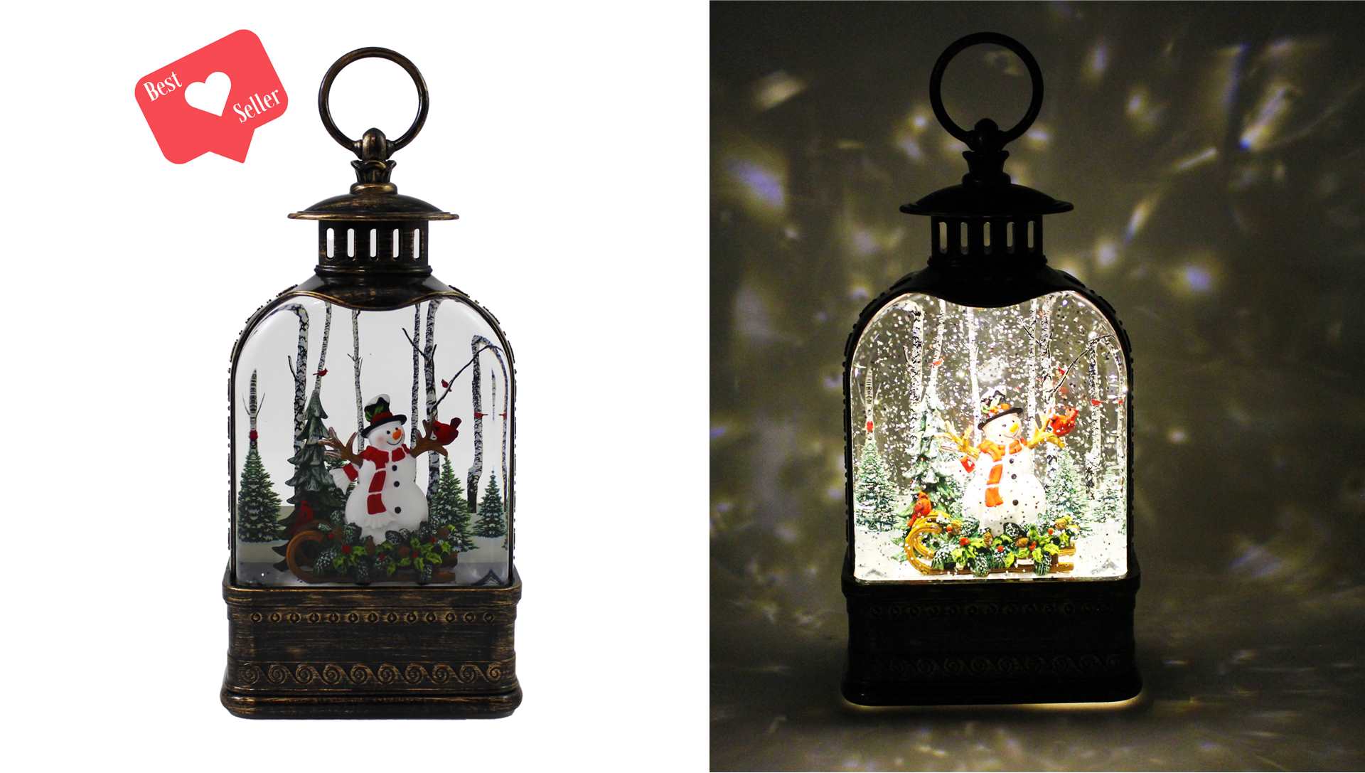 Snow Globe Lantern with Snowman