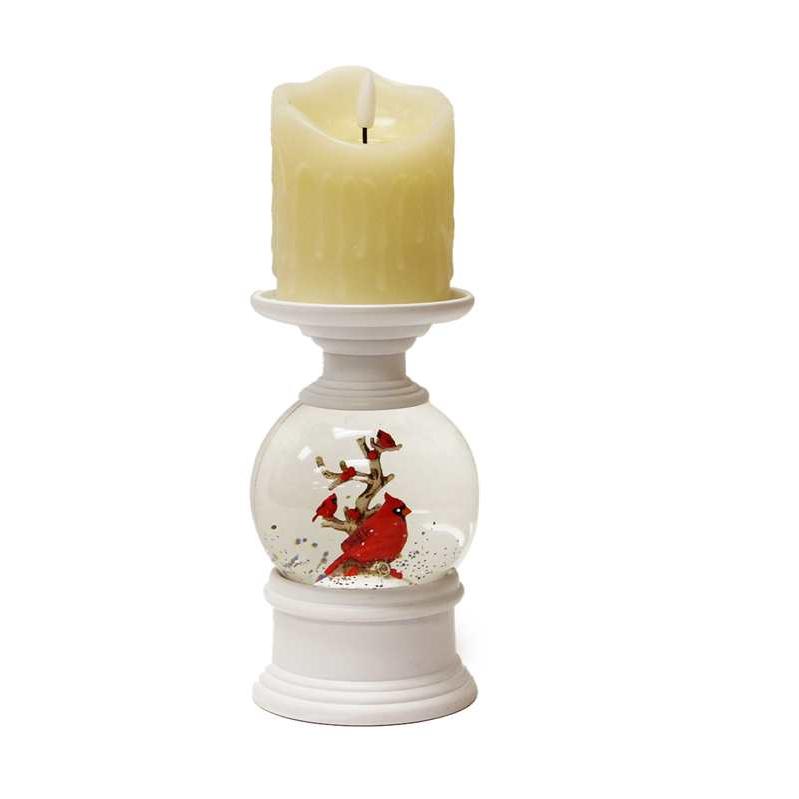 The Cardinal Snow Globe & Candle Holder