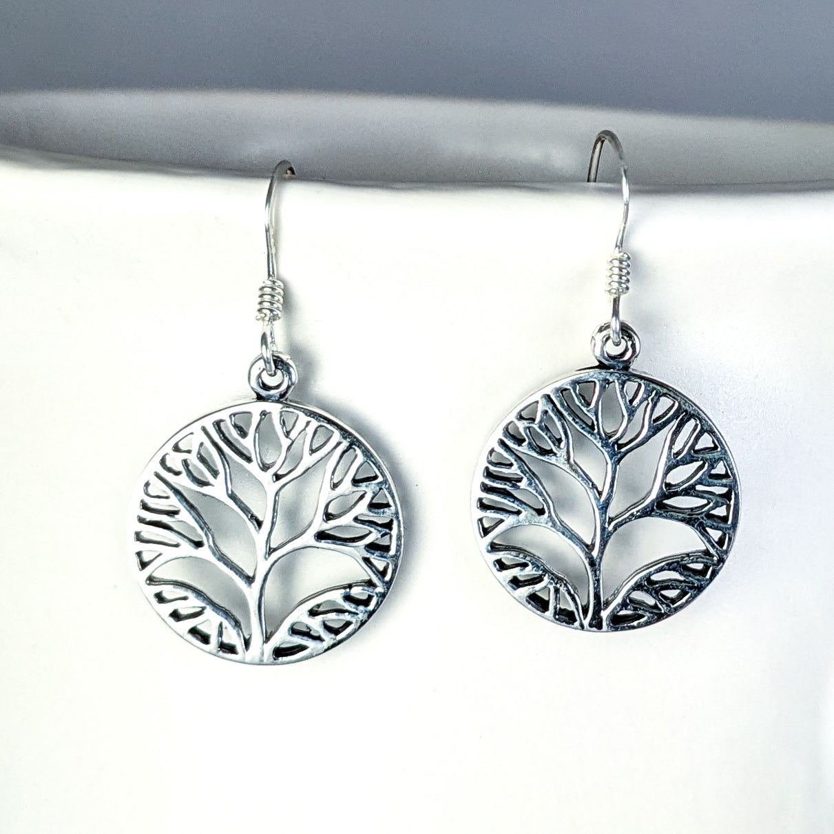 Sterling Silver Sketched Tree of Life Earrings