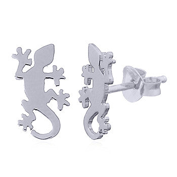 Sterling Silver Shiny Gecko Earrings