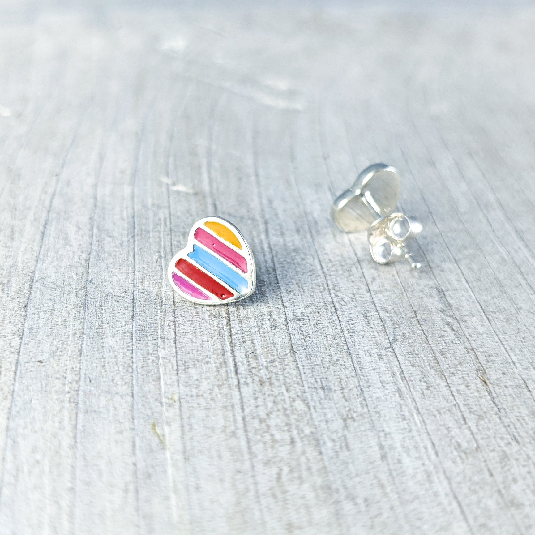 Rainbow Heart Stud Earrings