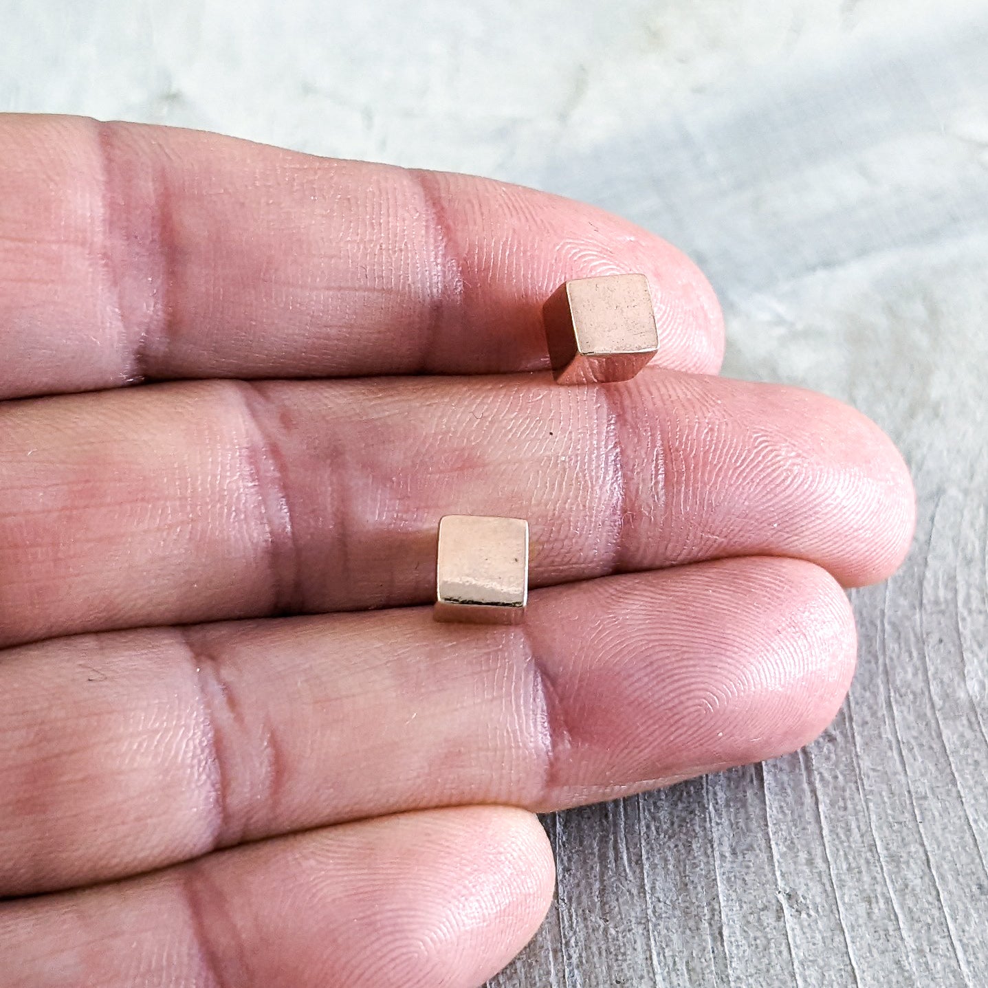Rose Gold Cube Stud