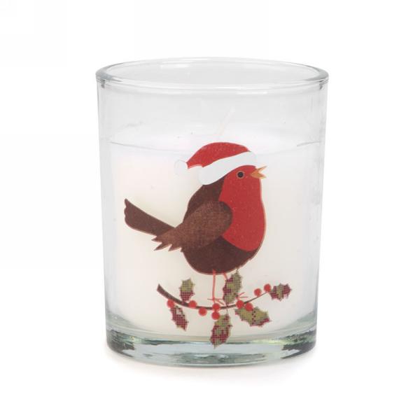 Glass Candle with Cardinal