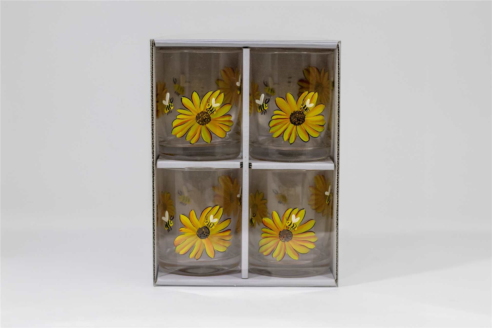 Bee & Flower Drinking Glass