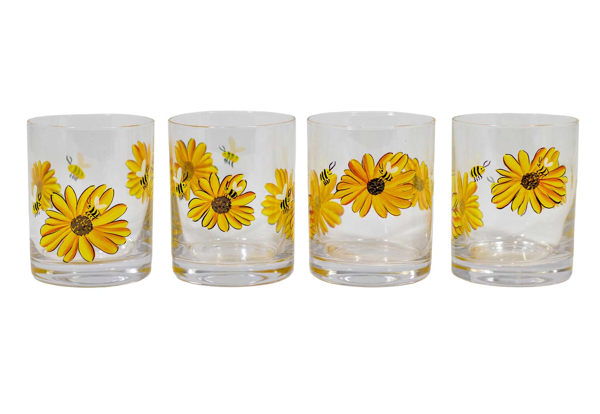 Bee & Flower Drinking Glass