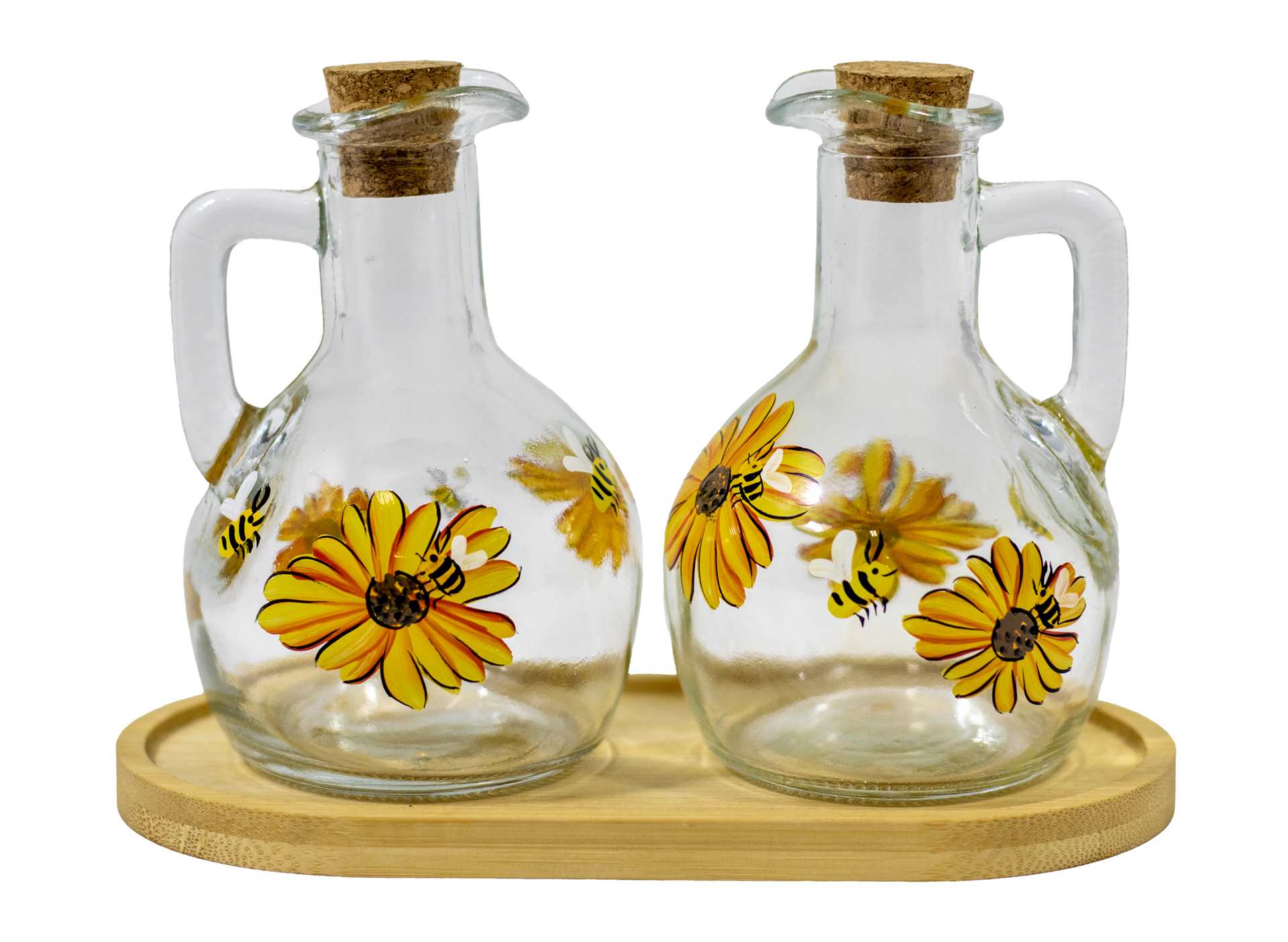 Bee & Flower Oil/Vinegar Bottles with Tray