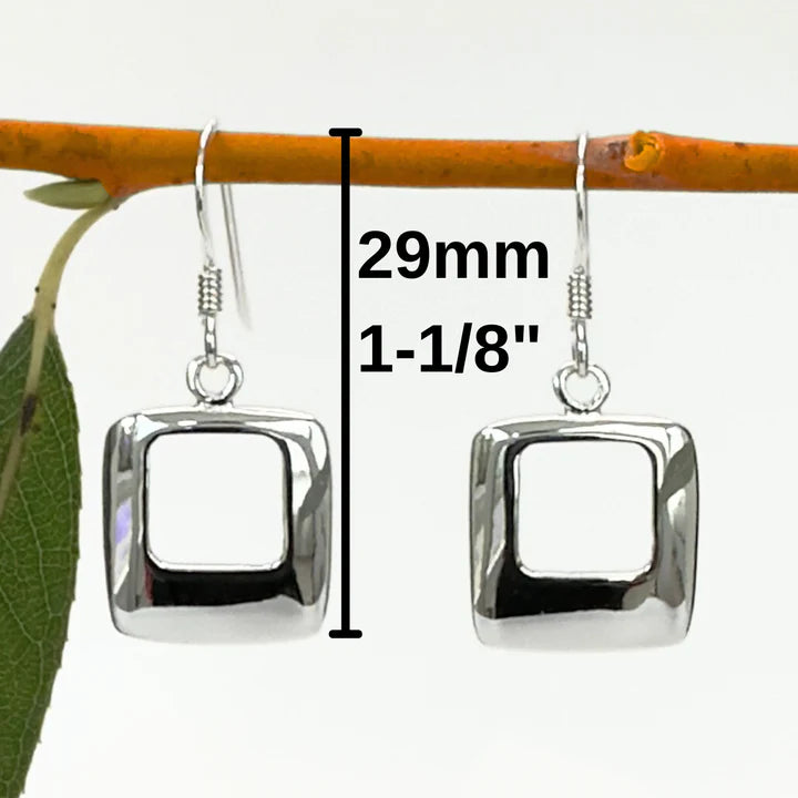 Modern Open Square Earring in Polished Sterling Silver