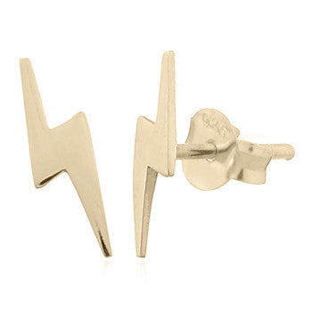 Gold Plated Lightning Strike Stud Earrings