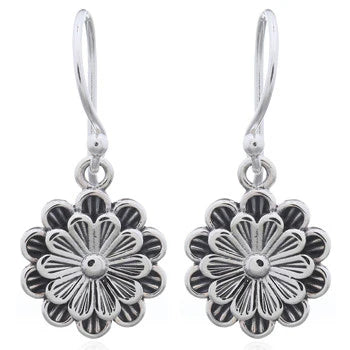 Doubled Daisy Silver Earrings