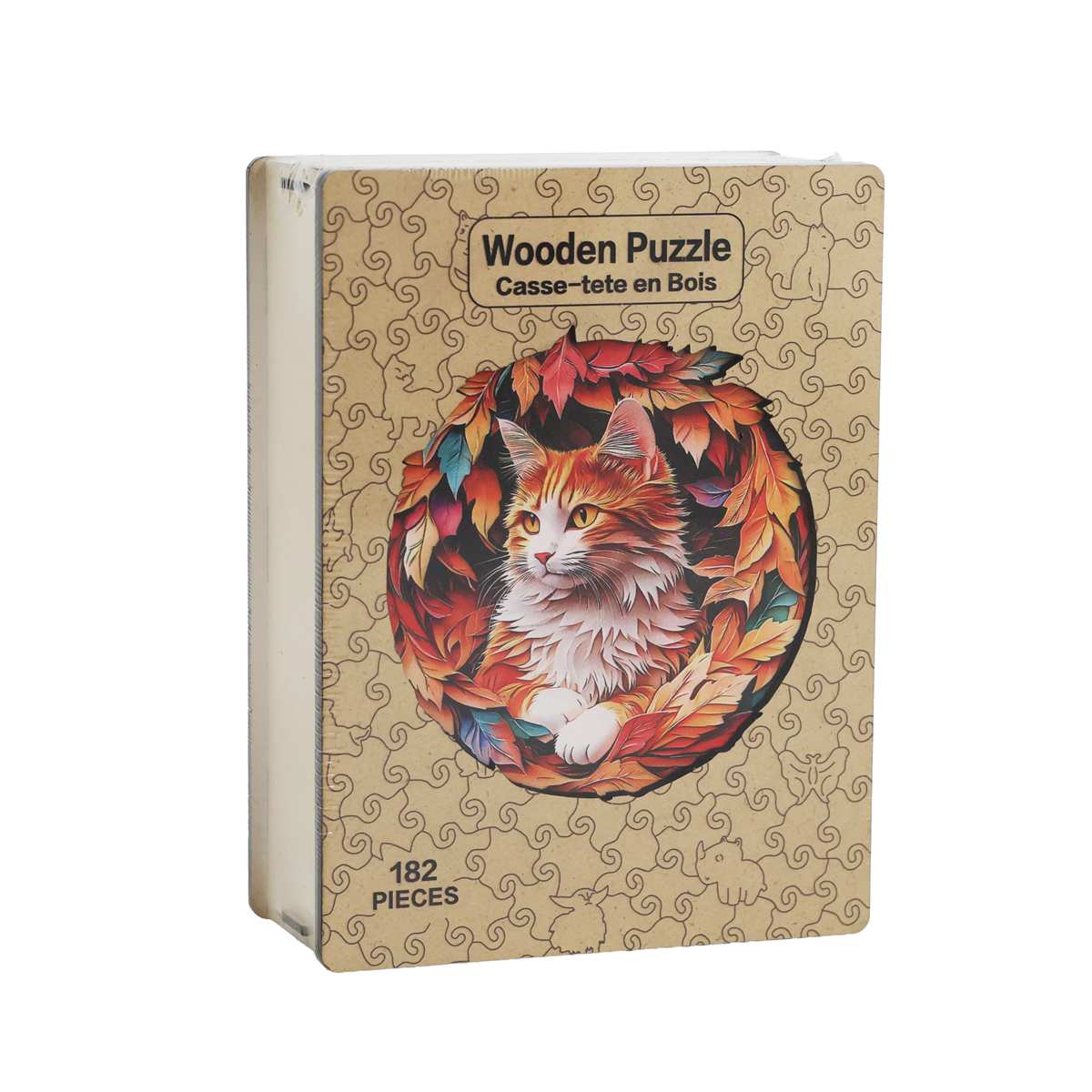 Round Wood Puzzle: Autumn Cat