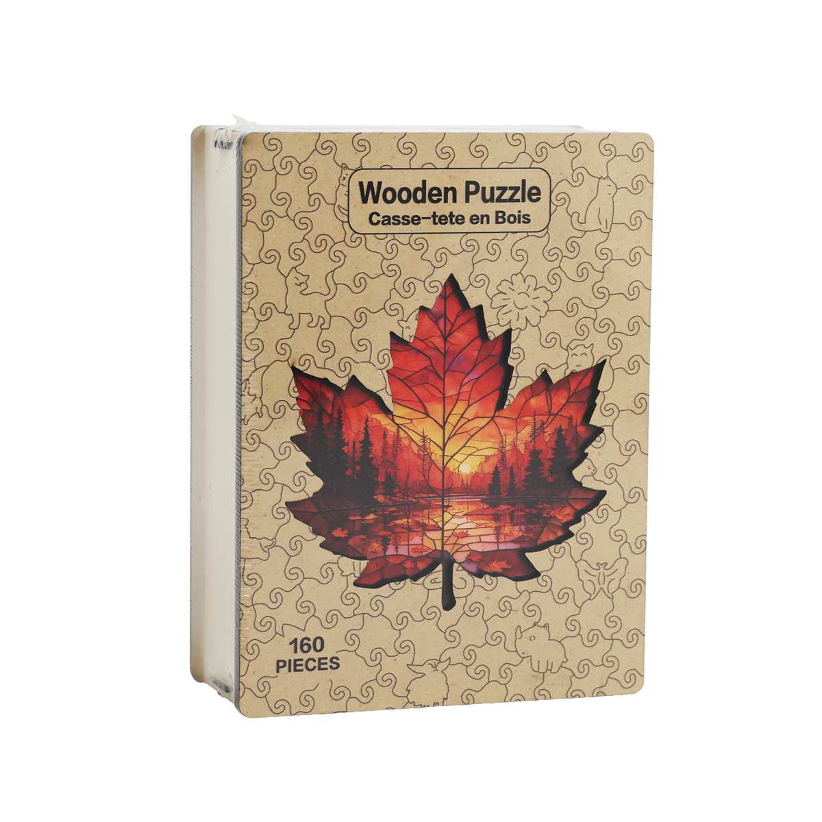 Wooden Shaped Puzzle-Maple Leaf Outdoor Scene